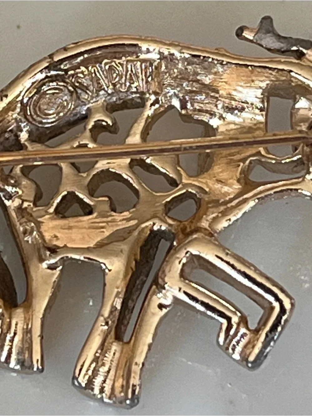 Vintage Gold Elephant Brooch Pin by Sarah Coventry